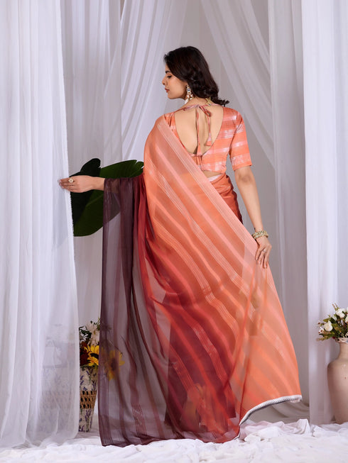 Multi Monsoon Georgette Silk Party Wear Saree With Blouse - Close-up View | Samyak Fashion