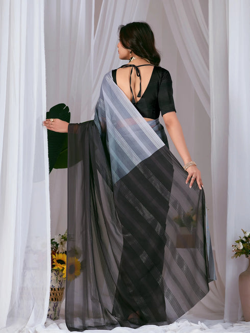 Multi Monsoon Georgette Silk Party Wear Saree With Blouse - Close-up View | Samyak Fashion