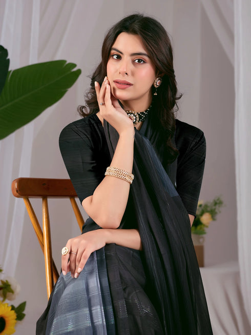 Multi Monsoon Georgette Silk Party Wear Saree With Blouse - Full View | Samyak Fashion