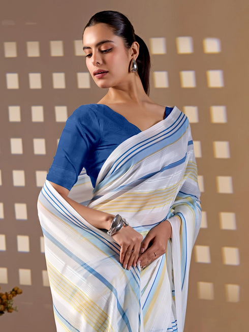 Multi Monsoon Georgette Silk Party Wear Saree With Blouse - Styled View | Samyak Fashion