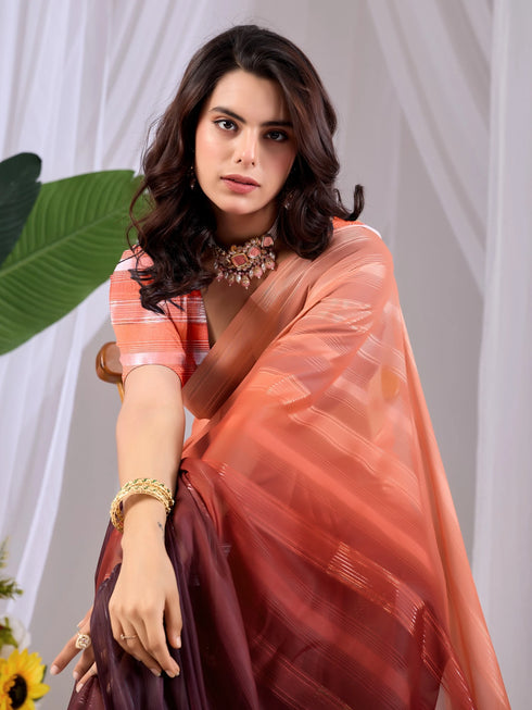 Multi Monsoon Georgette Silk Party Wear Saree With Blouse - Styled View | Samyak Fashion