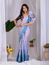 Multi Soft Satin Georgette Saree With Blouse - Back View | Samyak Fashion