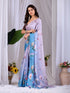 Multi Soft Satin Georgette Saree With Blouse - Side View | Samyak Fashion