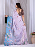 Multi Soft Satin Georgette Saree With Blouse - Close-up View | Samyak Fashion