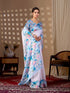 Multi Soft Satin Georgette Saree With Blouse - Detail View | Samyak Fashion