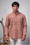 Multicolor Linen Mens Short Kurta - Front View | Samyak Fashion