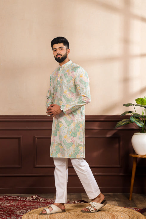 Multy Art Silk Mens Kurta With Payjama - Detail View | Samyak Fashion
