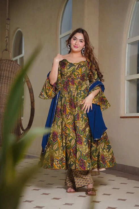 Multy Cotton Silk Salwar Suit - Front View | Samyak Fashion