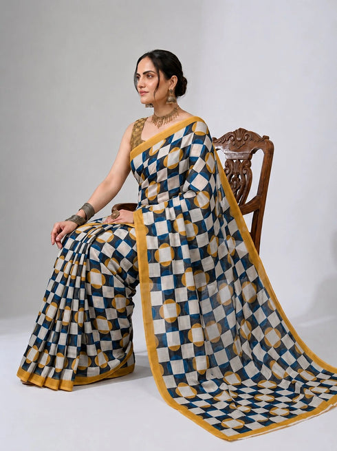 Multy Satin Saree With Blouse - Close-up View | Samyak Fashion