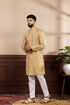 Mustard Art Silk Mens Kurta With Payjama - Detail View | Samyak Fashion