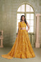 Mustard Butterfly Net Lahenga Choli - Front View | Samyak Fashion