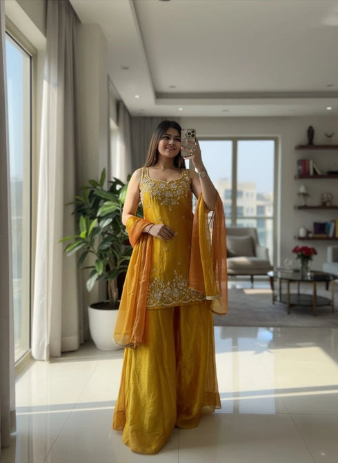 Mustard Chartin Salwar Suits - Detail View | Samyak Fashion