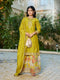 Mustard Chinon Plazzo Suit With Dupatta - Front View | Samyak Fashion