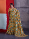 Mustard Crepe Elegant Party Wear Saree Collection With Blouse - Front View | Samyak Fashion