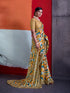 Mustard Crepe Elegant Party Wear Saree Collection With Blouse - Back View | Samyak Fashion