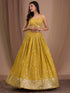 Mustard Georgette Lehenga Choli - Close-up View | Samyak Fashion