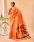 Mustard Pure Silk Party Wear Saree With Blouse - Front View | Samyak Fashion