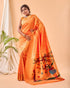 Mustard Pure Silk Party Wear Saree With Blouse - Back View | Samyak Fashion
