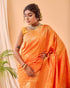 Mustard Pure Silk Party Wear Saree With Blouse - Side View | Samyak Fashion