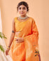 Mustard Pure Silk Party Wear Saree With Blouse - Detail View | Samyak Fashion