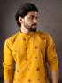 Mustard Silk Mens Kurta With Payjama - Side View | Samyak Fashion
