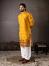 Mustard Silk Mens Kurta With Payjama - Detail View | Samyak Fashion