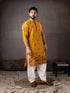 Mustard Silk Mens Kurta With Payjama - Close-up View | Samyak Fashion