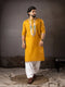Mustard Silk Mens Kurta With Payjama - Front View | Samyak Fashion