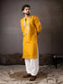 Mustard Silk Mens Kurta With Payjama - Detail View | Samyak Fashion