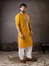 Mustard Silk Mens Kurta With Payjama - Close-up View | Samyak Fashion