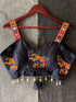 Navy Blue Heavy Magic Cotton Blouse - Side View | Samyak Fashion