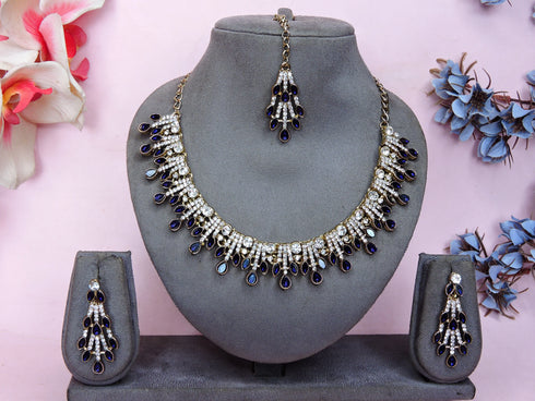 Navy Blue Necklace - Back View | Samyak Fashion