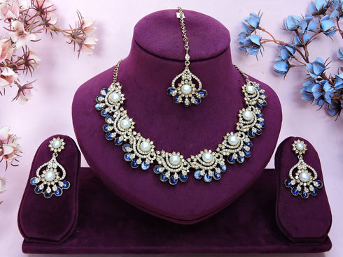 Navy Blue Necklace - Back View | Samyak Fashion