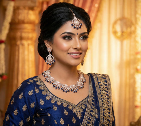Navy Blue Necklace - Front View | Samyak Fashion