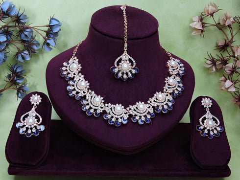Navy Blue Necklace - Back View | Samyak Fashion