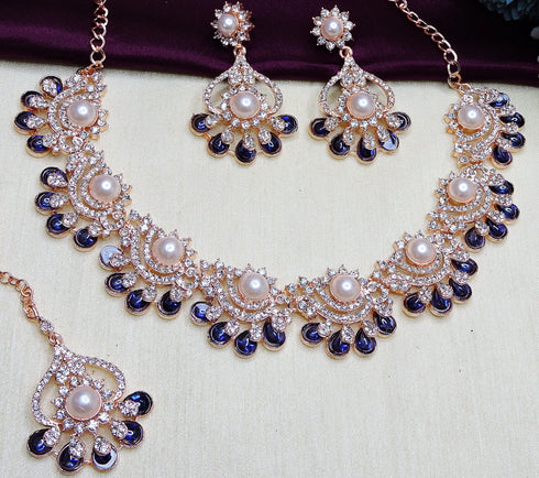 Navy Blue Necklace - Detail View | Samyak Fashion