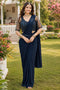 Navy Blue Real Premium Lycra Saree With Blouse - Front View | Samyak Fashion