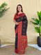 Navy Blue Silk Elegant Party Wear Saree Collection With Blouse - Front View | Samyak Fashion