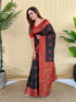 Navy Blue Silk Elegant Party Wear Saree Collection With Blouse - Back View | Samyak Fashion