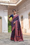 Navy Blue Soft Pashmina Silk Designer Function Wear Saree Collection With Blouse - Front View | Samyak Fashion