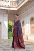 Navy Blue Soft Pashmina Silk Designer Function Wear Saree Collection With Blouse - Back View | Samyak Fashion