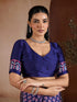 Navy Blue Soft Satin Georgette Elegant Party Wear Saree Collection With Blouse - Full View | Samyak Fashion