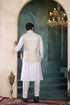 Off White Banarasi Silk Mens Mans - Back View | Samyak Fashion