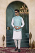Off White Banarasi Silk Mens Mans - Side View | Samyak Fashion
