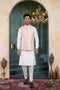 Off White Banarasi Silk Mens Mans - Front View | Samyak Fashion