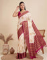 Off White Banarasi Soft Silk Elegant Party Wear Saree Collection With Blouse - Back View | Samyak Fashion