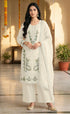 Off White Chiffon Salwar Suit - Front View | Samyak Fashion