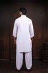 Off White Cotton Satin Mens Pathani Kurta With Payjama - Back View | Samyak Fashion