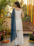 Off White French Crepe Salwar Suits - Back View | Samyak Fashion