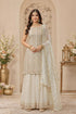 Off White Georgette Sharara Suit Embroidery,swarovski Work - Front View | Samyak Fashion